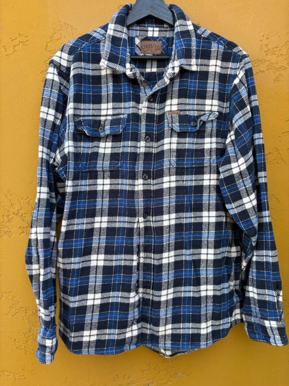 Orvis Blue & White Plaid Button-Up Shirt